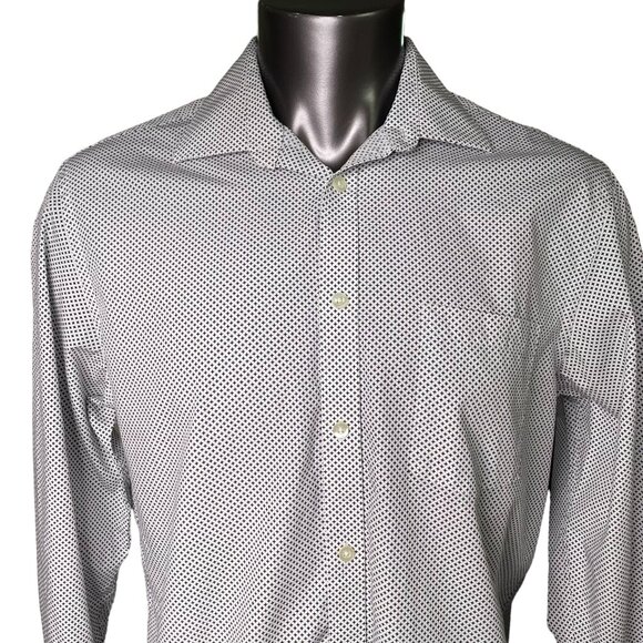 Mens Michael Kors Button Up Dress Shirt Tailored Fit Size L Blue c White Blue c - Picture 2 of 9
